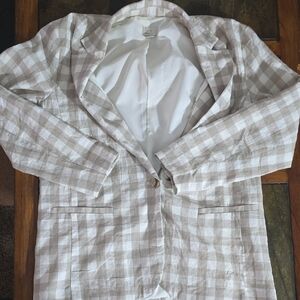 A New Day Cream and Tan Plaid Blazer